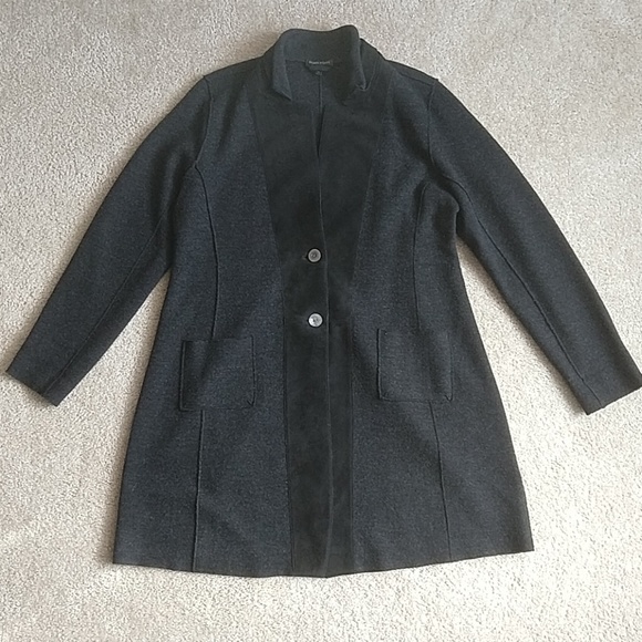 Eileen Fisher Jackets & Blazers - Eileen Fisher Wool and leather long coat size L.